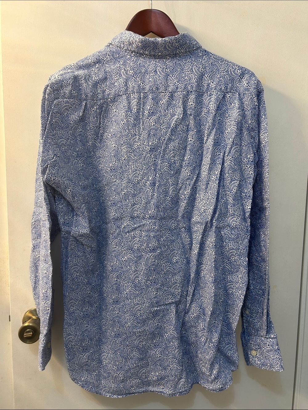 Uniqlo x Liberty for London Mens Blue Paisley Button-Down Shirt Sz L Long Sleeve - Picture 6 of 7